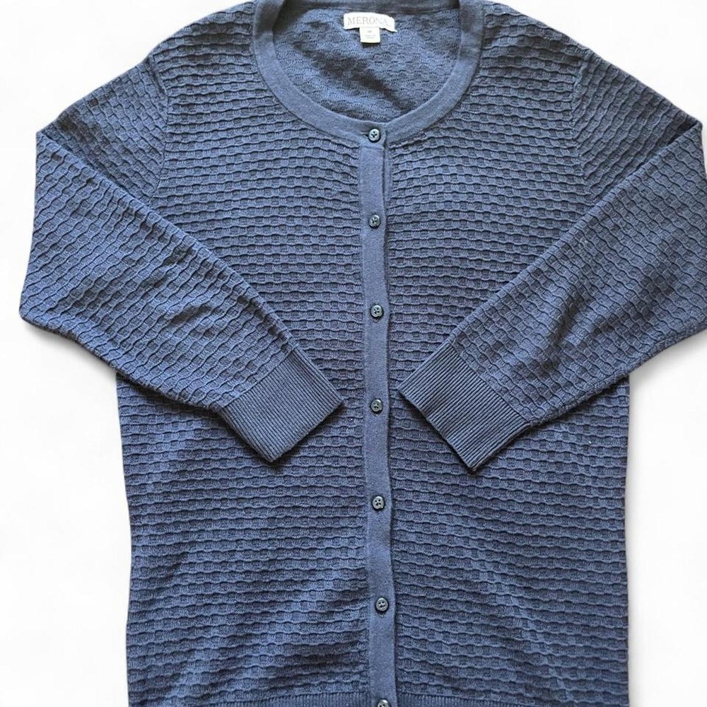 Merona Navy Textured Knit Cardigan Size M